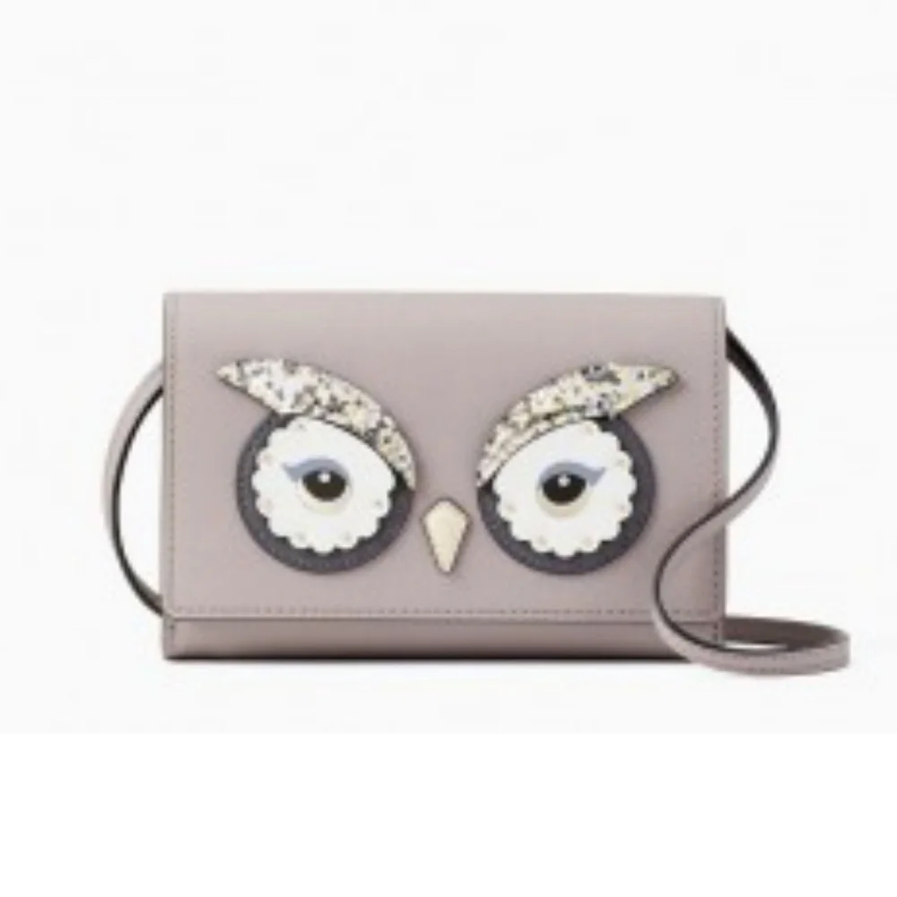 NWT! Kate Spade Owl Summer Dove Gray Crossbody